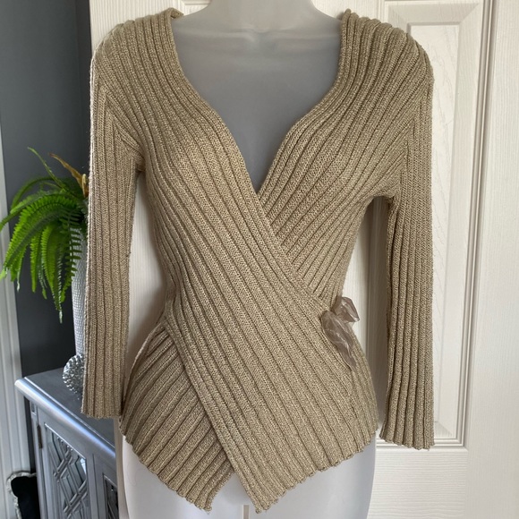 Boston Proper Sweaters - Boston Proper adorable tan crisscross top! S.